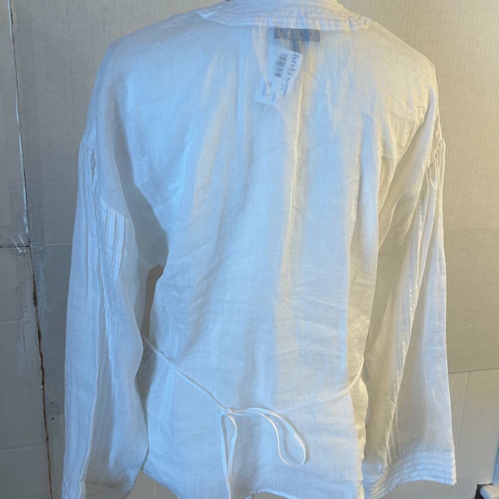 NWT Rag & Bone Viviana V-Neck Button Front Ramie White Blouse Sz L - Picture 6 of 15